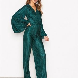 Nly Trend Pleated Kimono Jumpsuit Dark Green