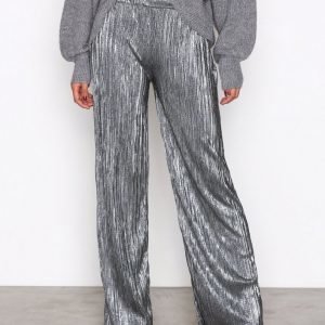 Nly Trend Pleated Metallic Wide Pants Housut Hopea