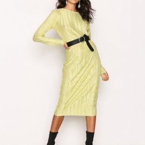 Nly Trend Pleated Midi Dress Loose Fit Mekko Lime