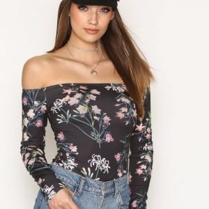 Nly Trend Printed Shoulder Top Pitkähihainen Paita Kukkainen