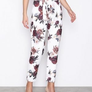 Nly Trend Printed Tie Pants Housut White Flower