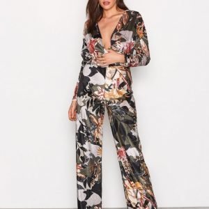 Nly Trend Printed Velvet Jumpsuit Vihreä Kuviollinen