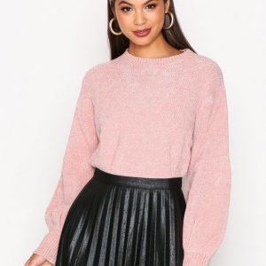 Nly Trend Puffed Sleeve Chenille Neulepusero Vaalea Pinkki