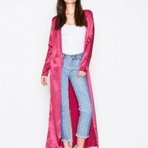 Nly Trend Satin Long Jacket Pitkä Takki Dusty Pink