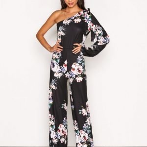 Nly Trend Shoulder Knot Jumpsuit Musta / Kuviollinen