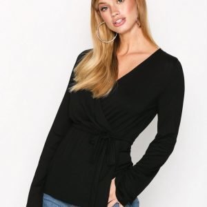 Nly Trend Simple Wrapped Top Pitkähihainen Paita Musta