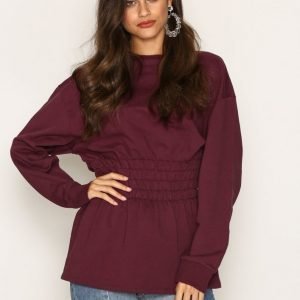 Nly Trend Smock Waist Sweat Svetari Burgundy