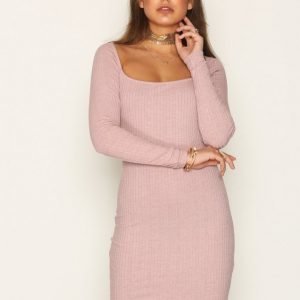 Nly Trend Square Rib Dress Kotelomekko Mauve