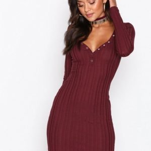 Nly Trend Sweetheart Button Dress Kotelomekko Burgundy