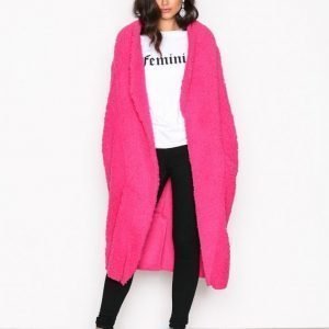 Nly Trend Teddy Maxi Jacket Tekoturkki Bright Pink