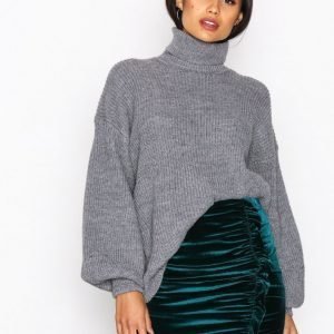 Nly Trend Velvet Flounce Skirt Minihame Tummanvihreä