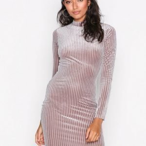 Nly Trend Velvet Rib Mini Dress Kotelomekko Beige