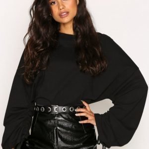 Nly Trend Wide Rouche Sleeve Sweat Svetari Musta