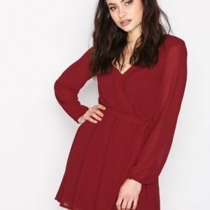 Nly Trend Wrapped Dress Skater Mekko Burgundy