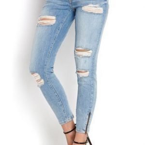 Noisy May Nilkkapituiset housut Eve Superslim Zip Vaalea denim