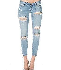 Noisy may Eve Ancle Zip Jeans Light Blue Denim