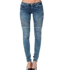 Noisy may Eve Supslim Biker Jeans Dark Blue Denim