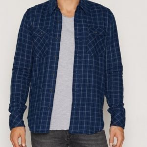 Nudie Jeans Gunnar Rope Twill Check Kauluspaita Indigo