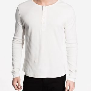 Nudie Jeans LS Henley Rib Pusero Offwhite