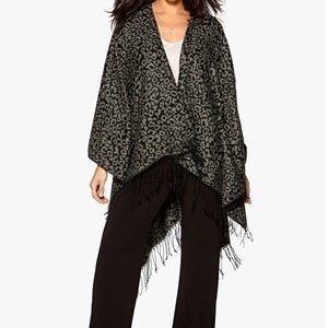 ONLY Agatha Weaved Leo Poncho Charcoal Gray