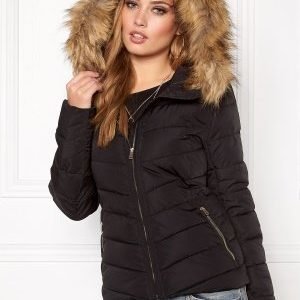 ONLY Ellan Quilted Hood Fur Black