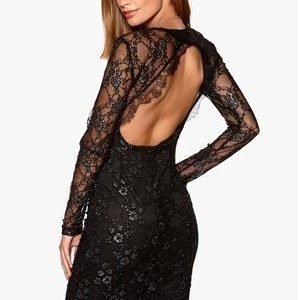 ONLY Lise Lace L/S Dress Black/dark silver