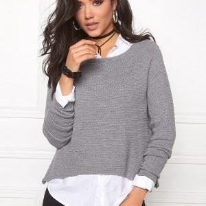 ONLY New Tessa Zip Pullover Light Grey Melange