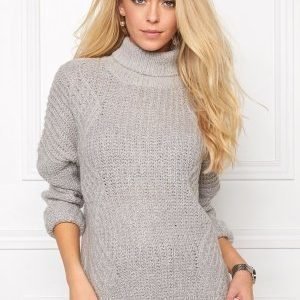 Object Alisja L/S Rollneck Knit Light Grey Melange