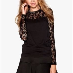 Object Lip Lace L/S Top Black