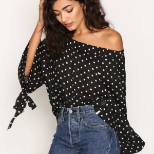 One Teaspoon Bonnie Ace Off The Shoulder Top Arkipaita Black Creme