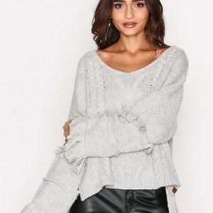 One Teaspoon Jethro Fringed Knit Sweater Neulepusero Grey