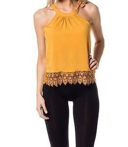 Only Audrey Tie Cropped Top Spruce Yellow