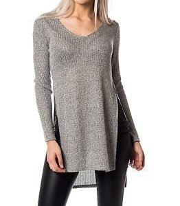 Only Dhaka Long Slit Pullover Medium Grey Melange