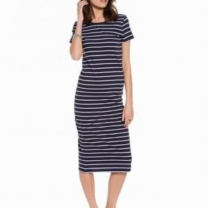 Only Onlabbie Stripe Ss Calf Dress Noos Mekko Tummansininen