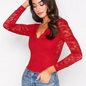 Only Onlcatelin L / S V-Neck Lace Body Jrs Body Tummanpunainen