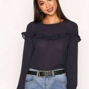 Only Onlelena L / S Ruffle Top Noos Wvn Arkipaita Tummansininen