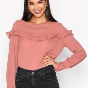 Only Onlelena L / S Ruffle Top Noos Wvn Arkipaita Vaaleanpunainen