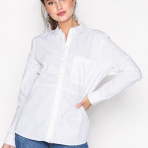Only Onllaurette L / S Oversized Pop Shirt Kauluspaita Valkoinen