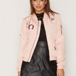 Only Onllinea Badge Nylon Bomber Otw Takki Vaalea Pinkki