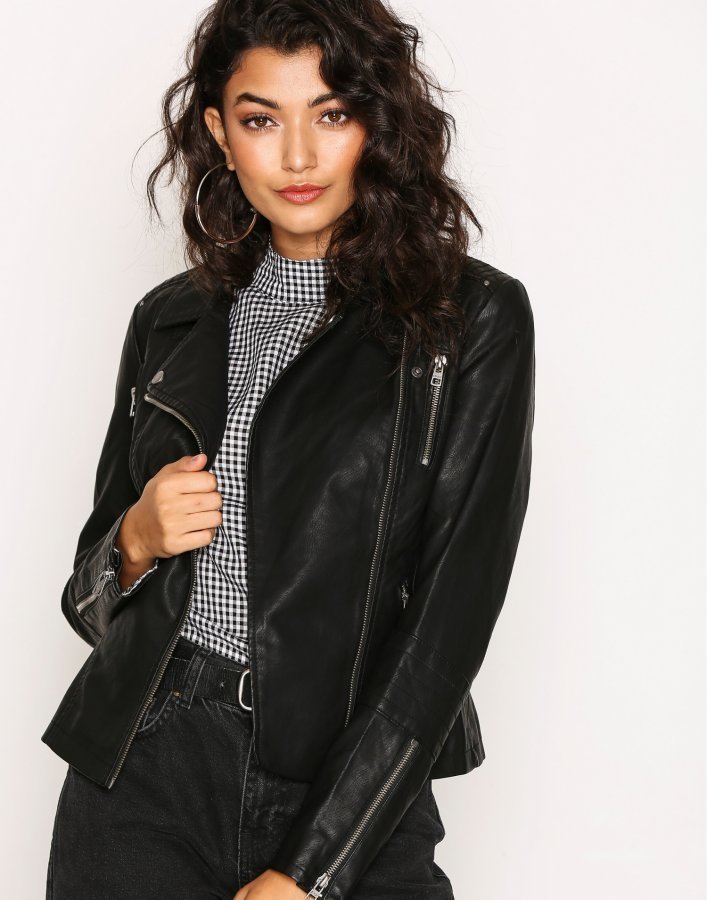 Only Onlmaddy Faux Leather Biker Cc Otw Nahkatakki Musta - Vaatekauppa24.Fi