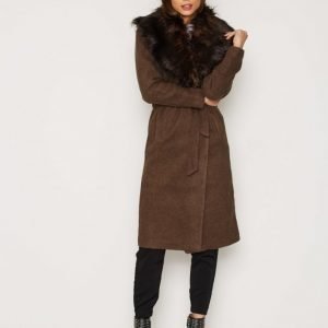 Only Onlnew Scoop Drapy Fur Coat Otw Pitkä Takki Ruskea