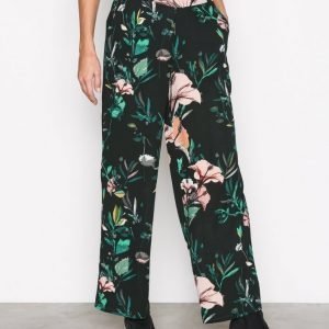 Only Onlpatricia Aop Wide Pant Wvn Housut Tummanvihreä