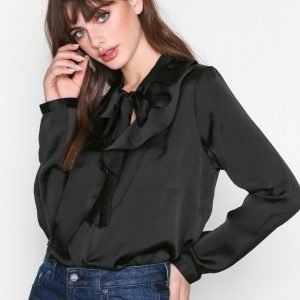 Only Onlsila L / S Ruffle Shirt Wvn Arkipaita Musta