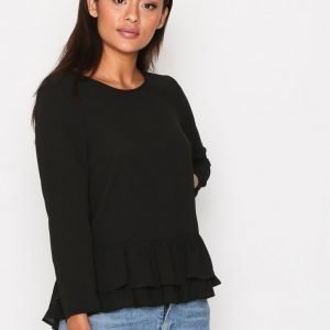 Only Onlvic 7 / 8 Solid Frill Top Wvn Arkipaita Musta