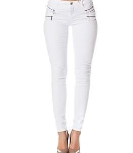 Only Royal Reg Skinny Zip Jeans White