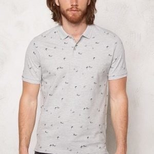 Only & Sons Sverre AOP Polo Light Grey Melange