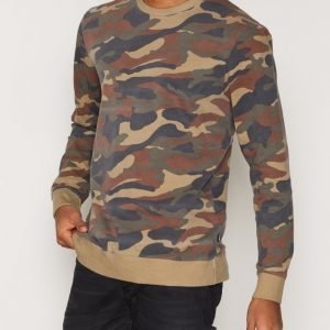 Only & Sons onsCAMO Drop Washed Crew Neck Exp Pusero Tummanvihreä