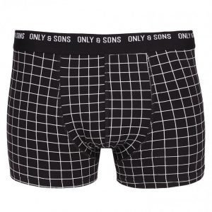 Only & Sons onsNIGEL Check Trunk Noos Bokserit Musta