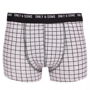 Only & Sons onsNIGEL Check Trunk Noos Bokserit Vaaleanharmaa