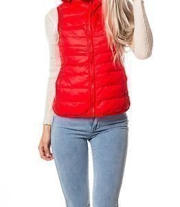 Only Tahoe Contrast Hood Waistcoat Poppy Red